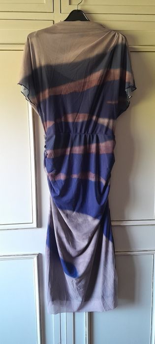 Vestido em chiffon forrado drapeado