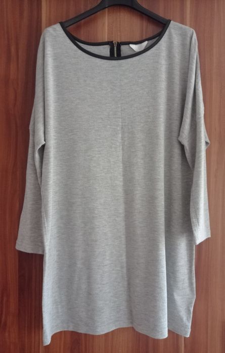 Szara bluzka/tunika z zamkiem - rozmiar L.