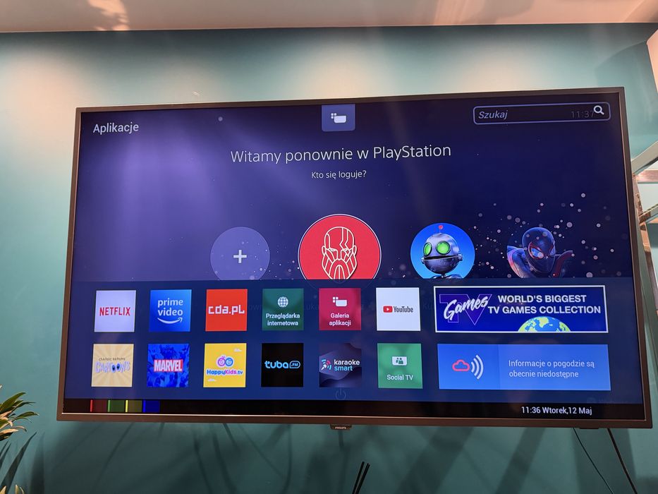Uchwyt na ścianę i telewizor Philips 65 cali Smart TV Ambilight