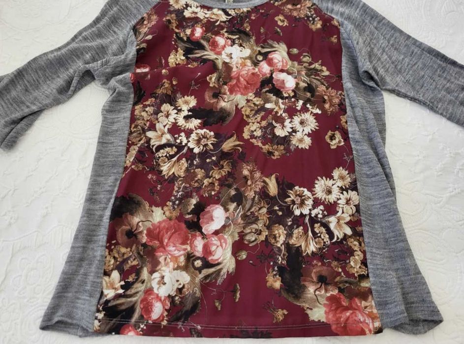 Blusa estampada cinza, Zara, tamanho S