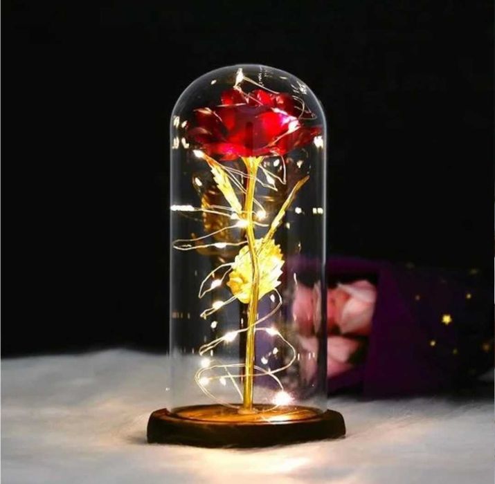 Wieczna ROŻA w szkle LED Walentynki