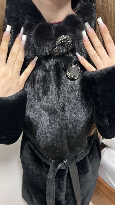 Шуба натуральна (мутон+норка)