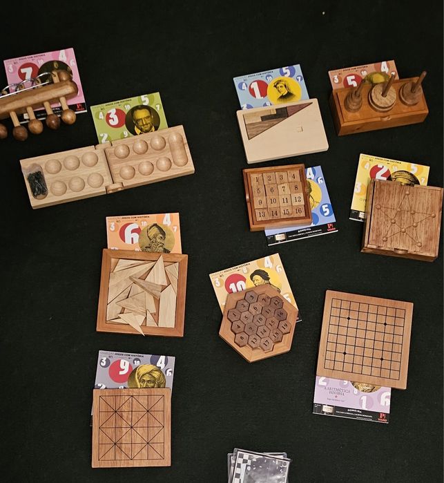 10 jogos didácticos em madeira com respectivo historial