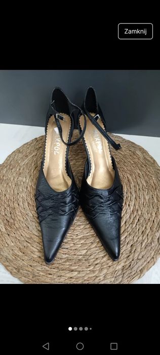 Szpilki wysokie czarne boho Vintage eleganckie retro lekkie wygodne
