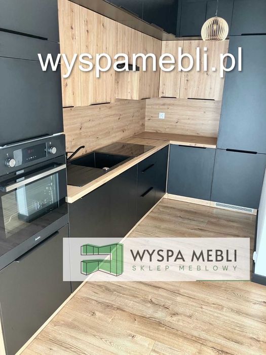 NOWE meble kuchenne dowolny wymiar kaszmir czarny, dąb artisan kuchnia