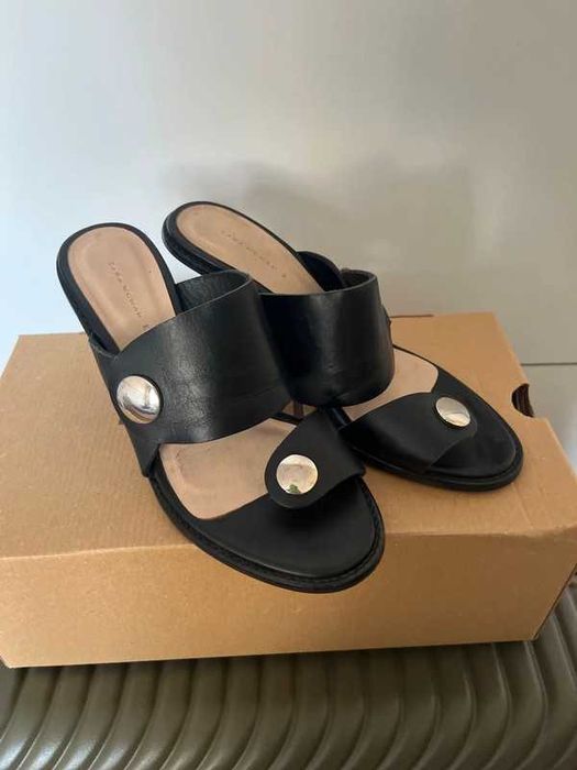 Sandały damskie na obcasie ZARA|skórza