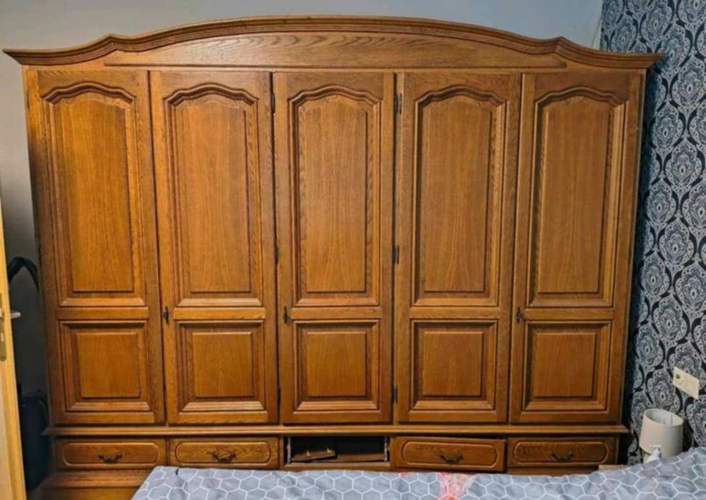 Szafa dębowa pięciodrzwiowa z szufladami
