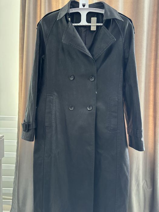 Чорний Шкіряний плащ