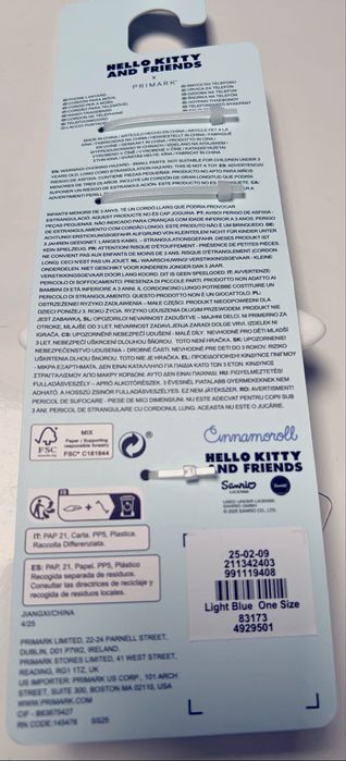 Fita para telemóvel da Cinnamoroll/Hello Kitty