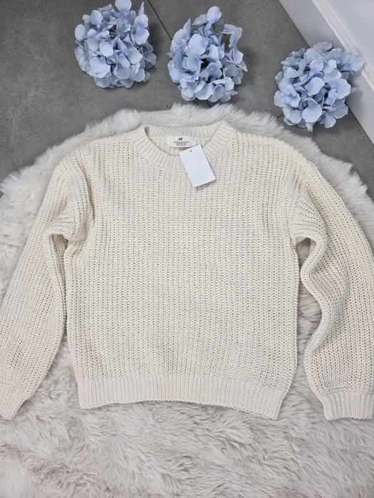 Sweter sweterek beżowy beż kremowy hm H&M 134 140