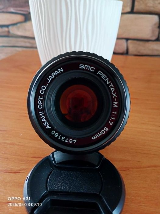 SMC Pentax‑M 50 mm f/1.7 + adapter PK→Nikon F (nieskończoność) — 300 zł