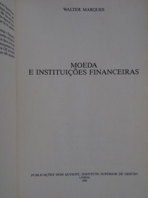 Moeda e Instituições Financeiras de Walter Marques