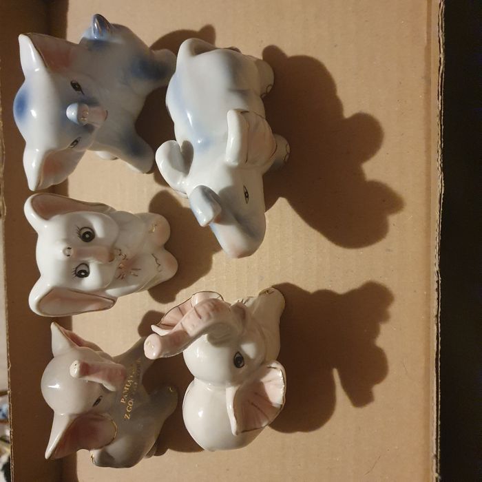 Zestaw słoników porcelana EM i inne