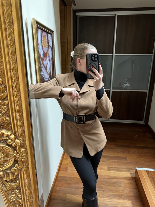 Damska marynarka żakiet brązowa 45% bawelna!