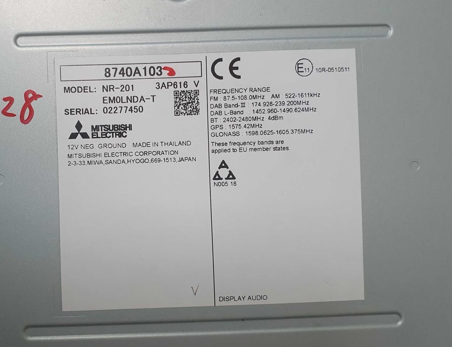 Nawigacja Radio Mitsubishi Connect SDA 8(NR 201, EU) ASX Outlander III