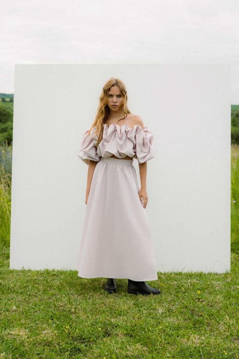 Спідниця кльош балонія пудра cici - coco