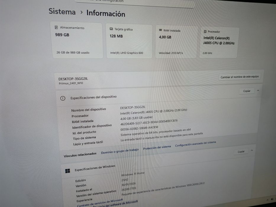All in One Primux AiO 2401F 23.8"/Intel J4005/4GB/64GB/W10