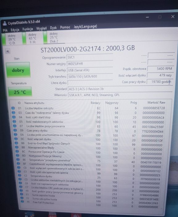 Dysk twardy HDD  2 TB 2,5' Seagate Skyhawk PC Laptop Xbox PS4 NAS