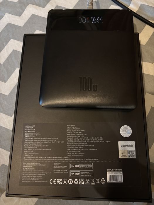 Продам павербанк Baseus Blade 20000mAh 100W HD Edition Black