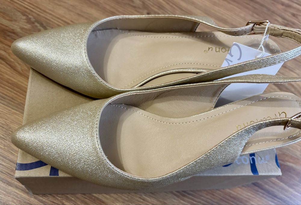 Czółenka damskie złote