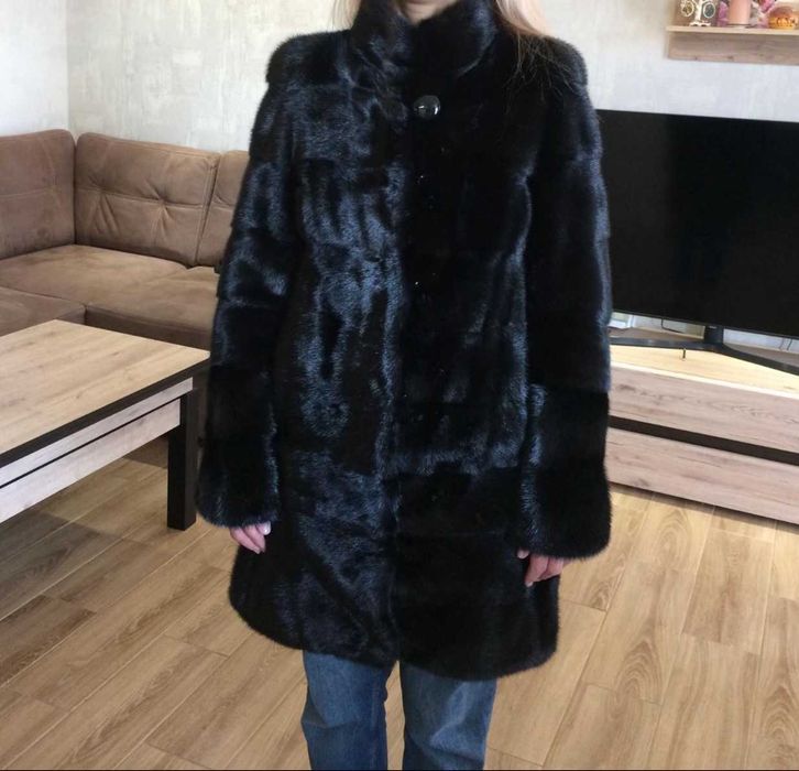 Шуба норкова чорна трансформер р. 44-46
