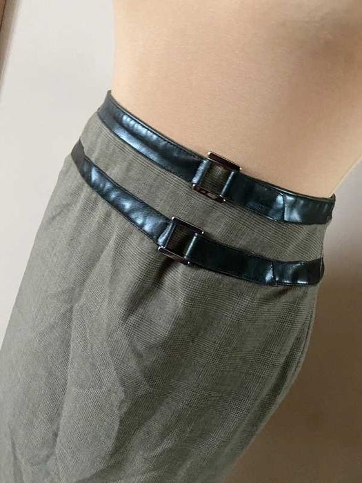 spodnica midi trapez braz welna wool kratka xl 42 40 l +size