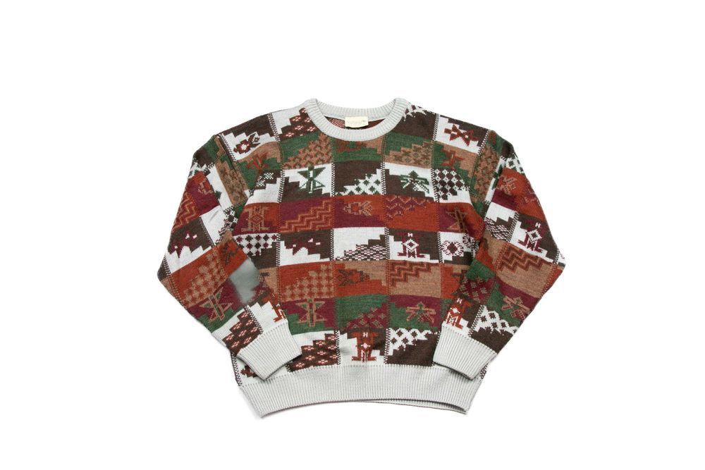 Sweter we wzory vintage made in UK S