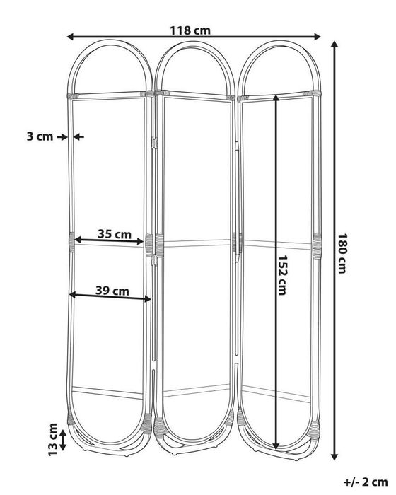 Beliani Cortona parawan rattanowy 3-panelowy jasnobrązowy