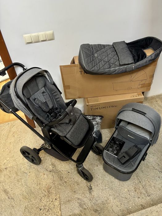 Ogromny Zestaw Gratisy Wózek 2w1 Venicci Tinum Upline Premium Szary Srebrny