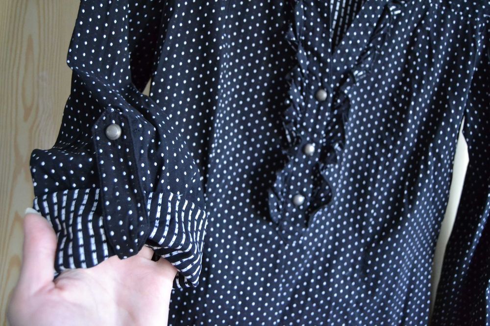 Czarna koszula w białe kropki Next 38 M