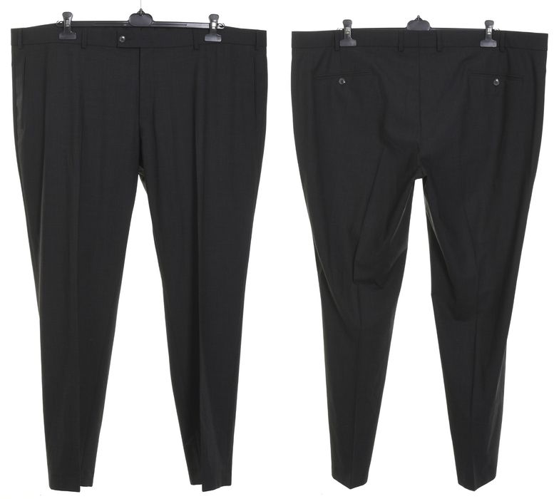 COMFORT STRETCH ciemnoszare spodnie garniturowe 52% wełna strecz r. 64