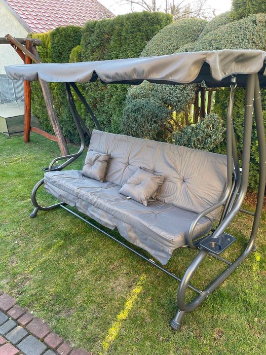 NOWA Huśtawka ogrodowa Daszek Regulowana do 300kg leżak 2w1 dla 4 osób