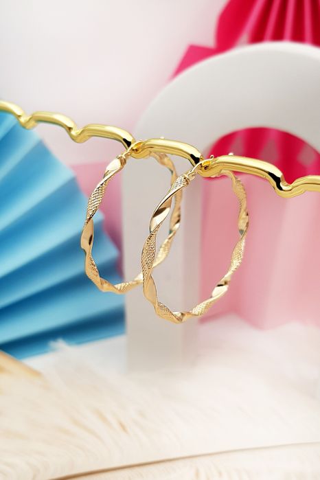 Koła. Kolczyki złote. Diamentowane.  Grawerowane. Próba 585