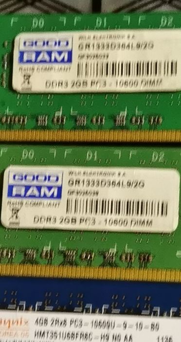 Pamięci RAM 2GBx2, 4GBx4 DDR3 6szt