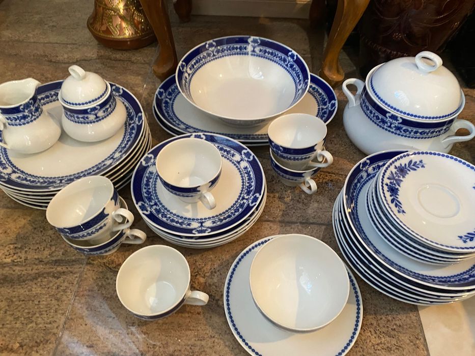 Роскошный столово-чайный сервиз Schumann Arzberg «Frederico», кобальт