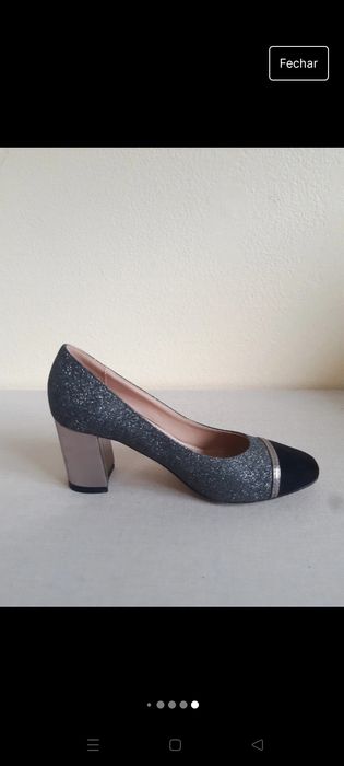 Sapatos salto alto prateados brilhantes Tamanho 36