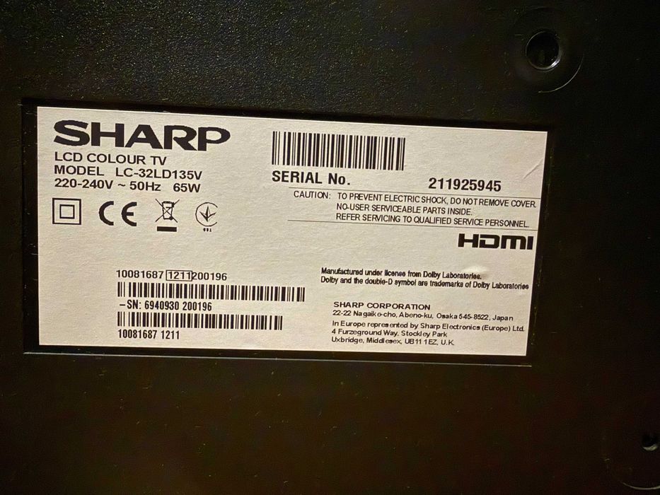 Telewizor SHARP + DEKODER DVBT-2 naziemna + kablówka 32 cale kompletny
