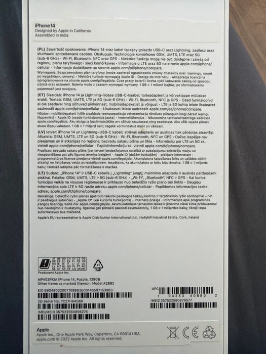 Iphone 14 128gb fioletowy