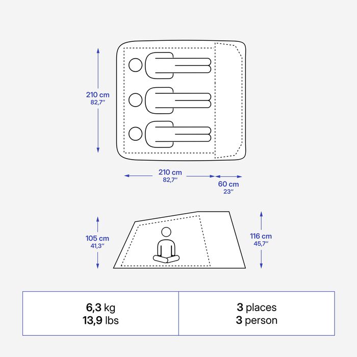 Tenda de campismo instantânea 3 lugares, 2 Seconds XL F&B