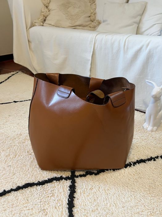 Shopper Zara skórzana torba ze skóry naturalnej