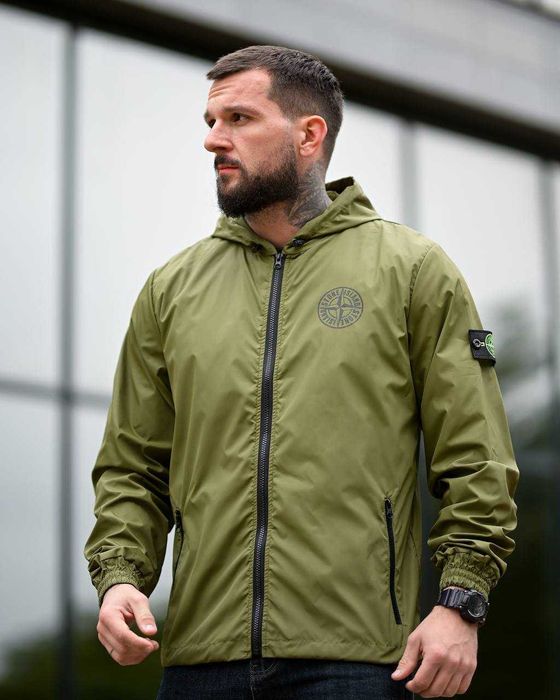 Вітровка Stone Island Олива складається в сумку