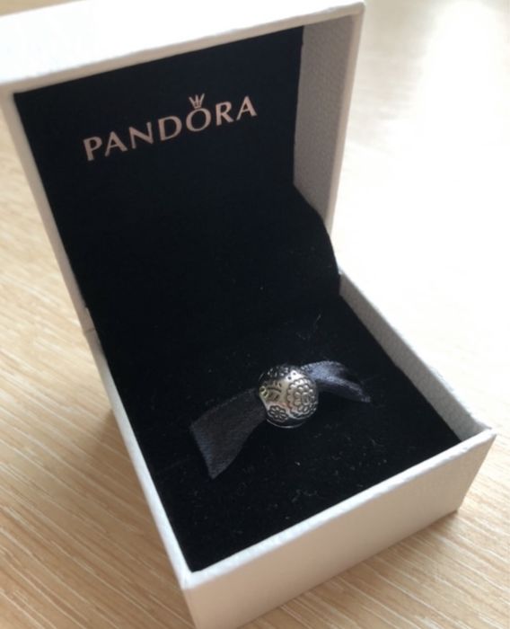 Pandora charms klips oksydowany srebrny srebro w kwiaty okrągły