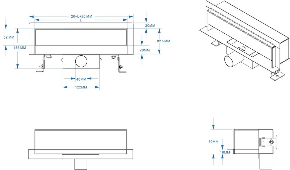 Odpływ liniowy ŚCIENNY 80 cm SANITLINE