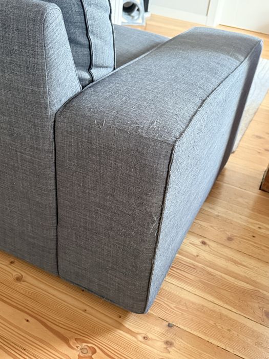 Sofa z szezlongiem szary używany IKEA narożnik