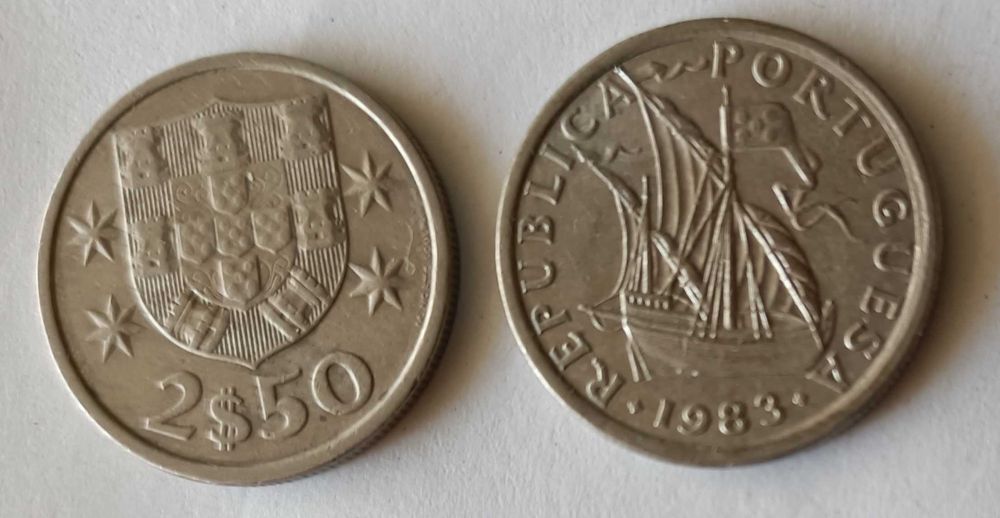 9 Moedas Portuguesas de 2,50 escudos da 2ª República ( Níquel )