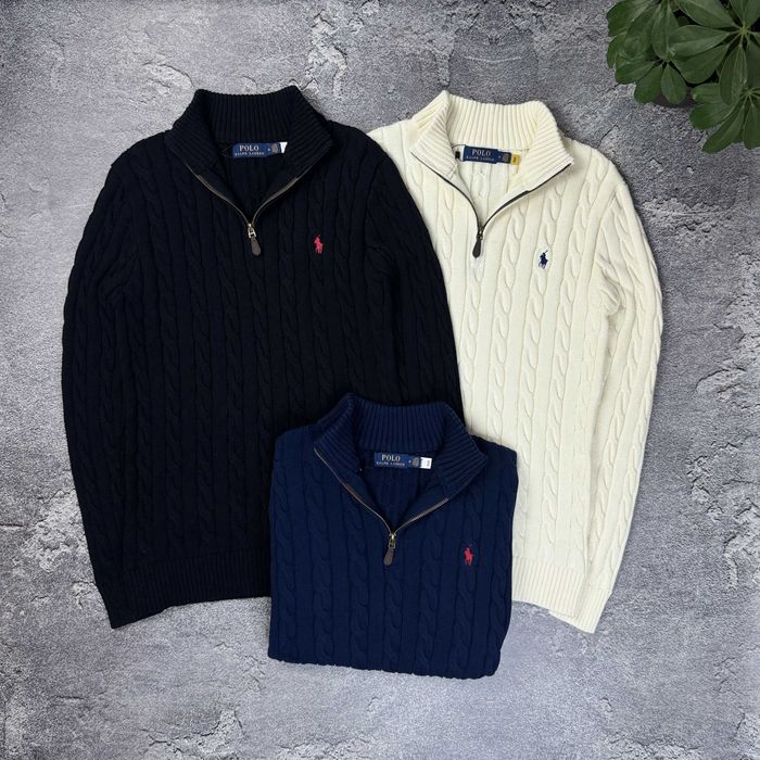 Светр Polo Ralph Lauren напівзамок Поло Ральф Лорен чорний білий темно‑синій унісекс преміум люкс half‑zip sweater 1/3 зіп 1/4 светр поло