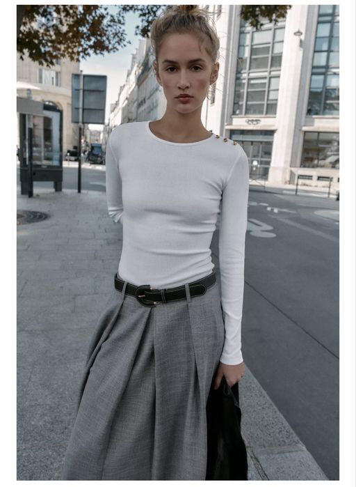 Стильний білий лонгслів в рубчик zara, новий , розмір м