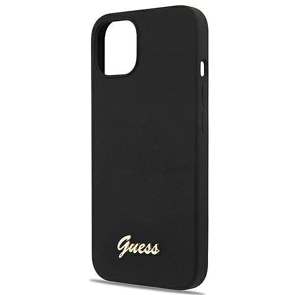 Etui Guess Silicone Script Gold Logo MagSafe na iPhone 13 - czarne