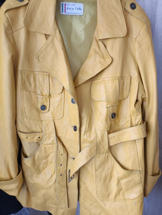 Шкіряний плащ vera pelle італія тренч