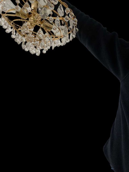 Conjunto 2 Lustres Clássicos em Vidro e Dourado (42cm + 32cm)